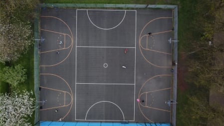 overhead view of current courts in Victoria Park, Glasgow
